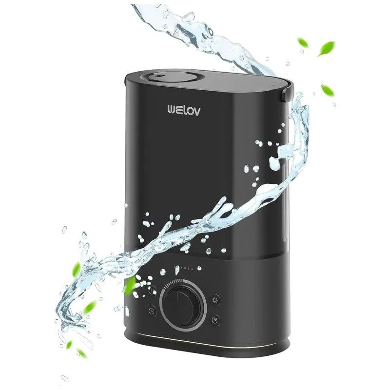 Umidificador Para Quarto 4l Com Vaporizador De Ar Silencioso, Temporizador E Luz Noturna, Welov H300g, Preto