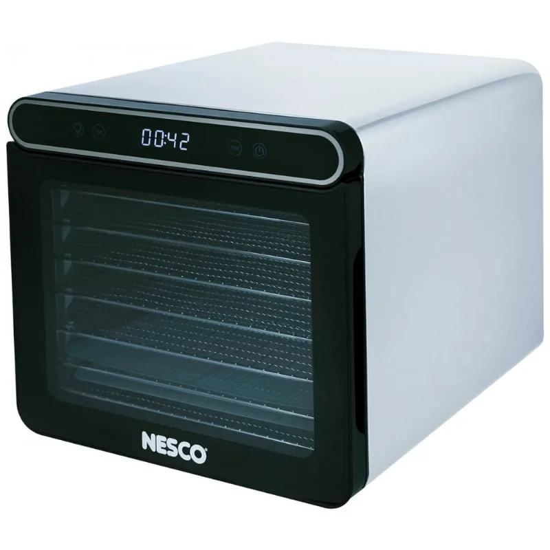 Desidratador De Alimentos Para Carne Seca, Frutas, 7 Bandejas De Aço Inoxidável, 110v, Nesco Fd 7ssd, Preto