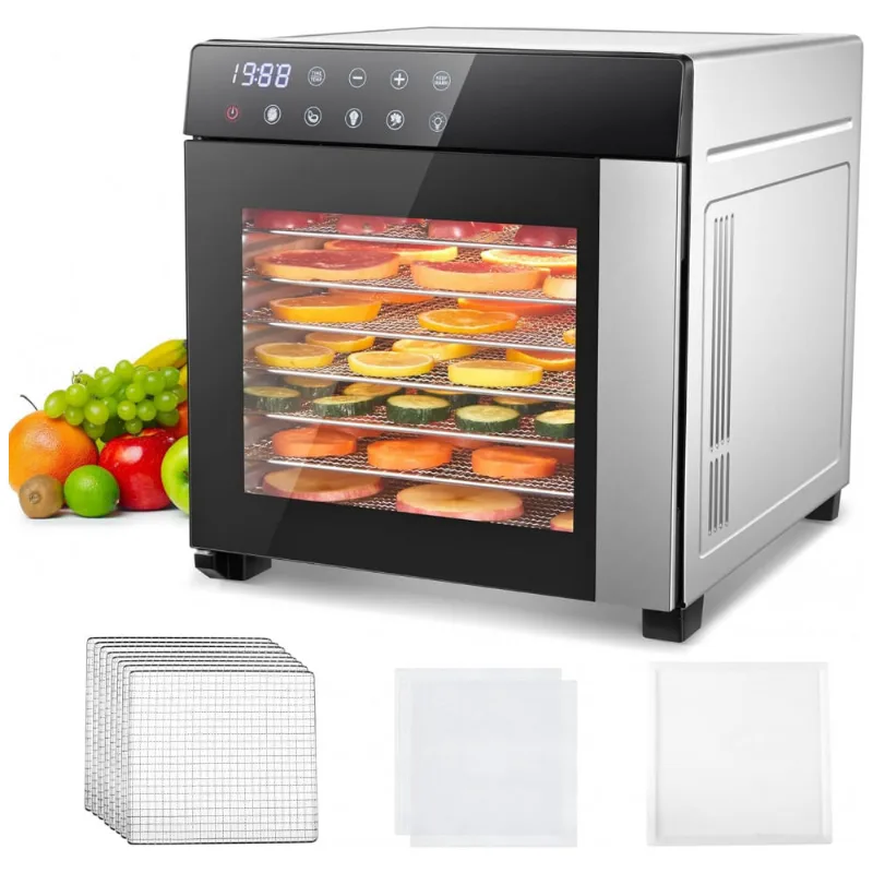 Desidratador De Alimentos Com 8 Bandejas, Aço Inoxidável, 110v 600w, Amzgachfktch, Prata