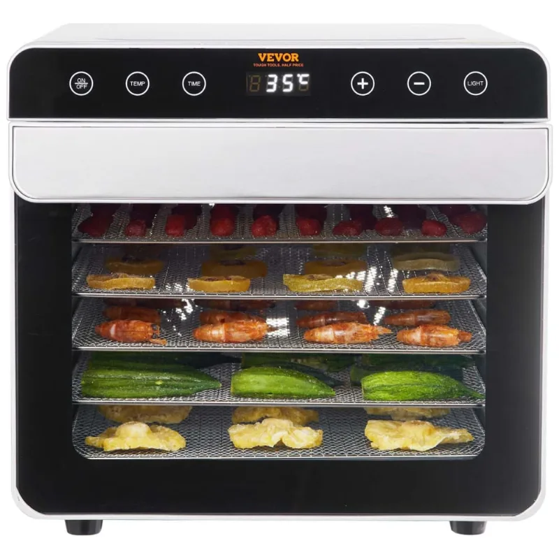 Desidratador De Alimentos Com 6 Bandejas, Aço Inoxidável, 110v 700w, Vevor, Preto
