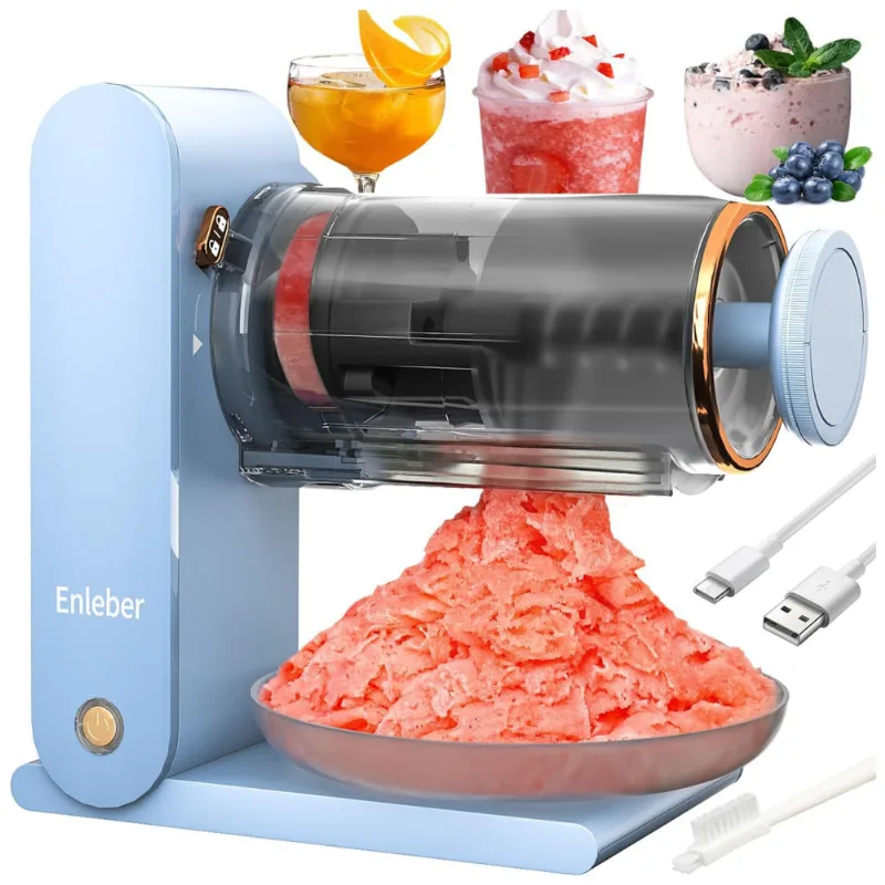 Máquina De Raspadinha E Sobremesas, Recarregável Usb, Enleber, Azul