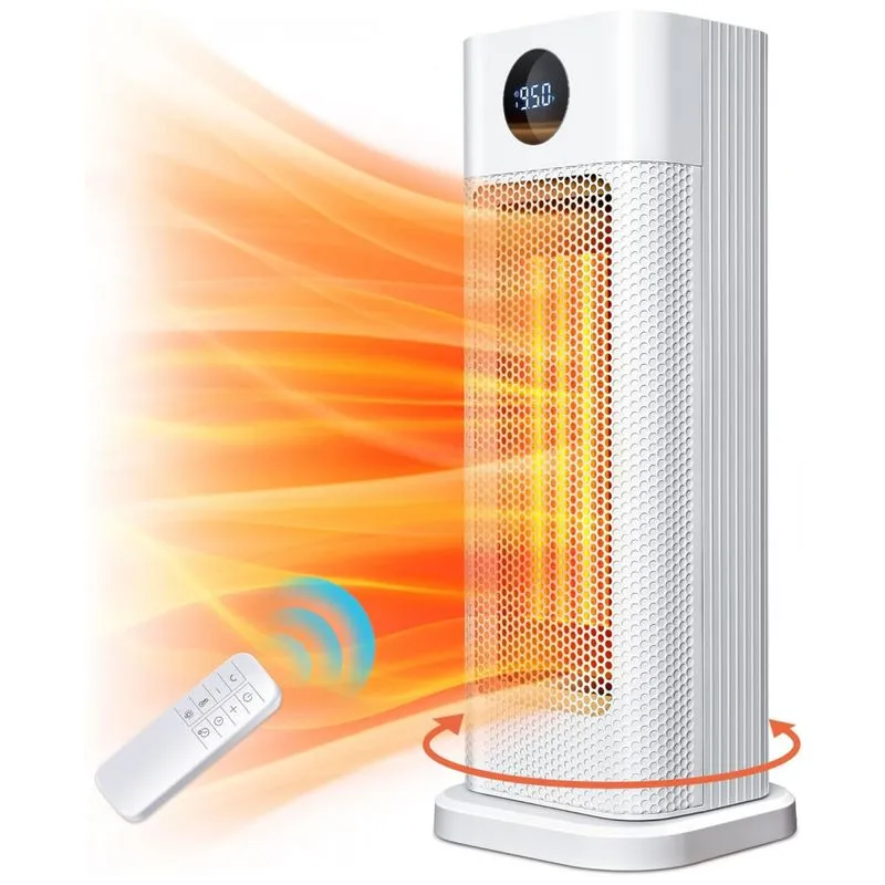 Aquecedor Elétrico Para Uso Interno Com Termostato, Controle Remoto, Ventilador E Proteção Múltipla De Segurança, 110v, Burlan, Branco