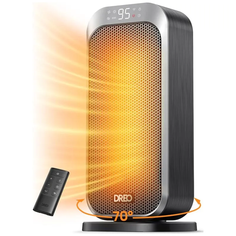 Aquecedor Elétrico Portátil Com Oscilação 70, Termostato, Controle Remoto E Temporizador, Dreo Solaris 317 Clas, Prata