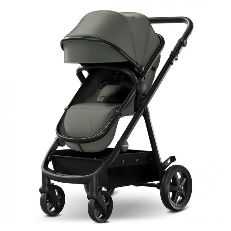 Carrinho De Bebê Para Passeio 2 Em 1 Com Modo Berço, Compatível Com Assento De Carro Infantil, Mompush, Verde Escuro