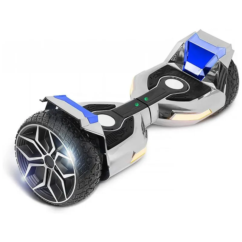 Hoverboard Elétrico Com Auto Equilíbrio, Alto Falante E Luz Led, 500w, Tps, Prata