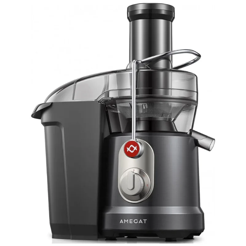 Centrífuga De Frutas E Vegetais Com Rampa De Alimentação Larga, 1300w 110v, Amegat, Cinza Escuro