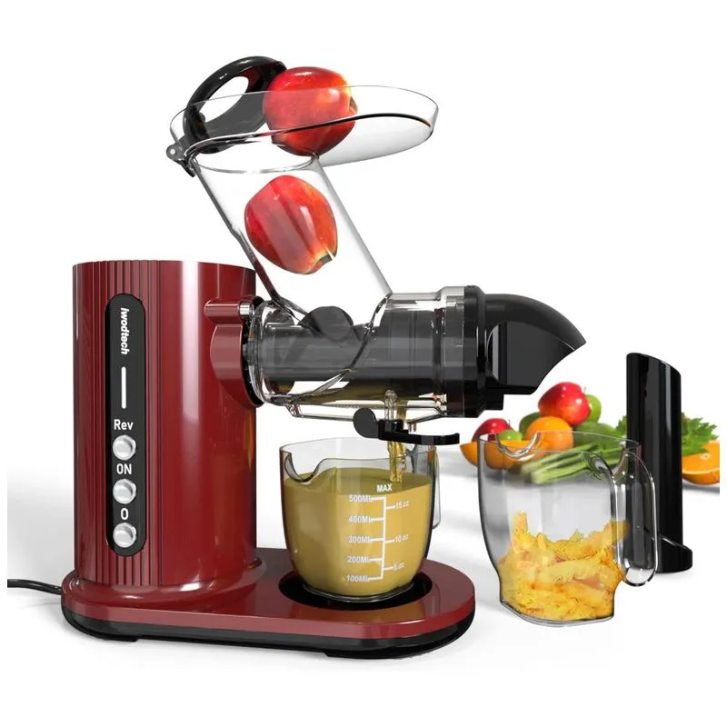 Espremedor De Frutas Com Função Reversa, Fácil De Limpar E Escova, 150w, Iwodtech, Vermelho