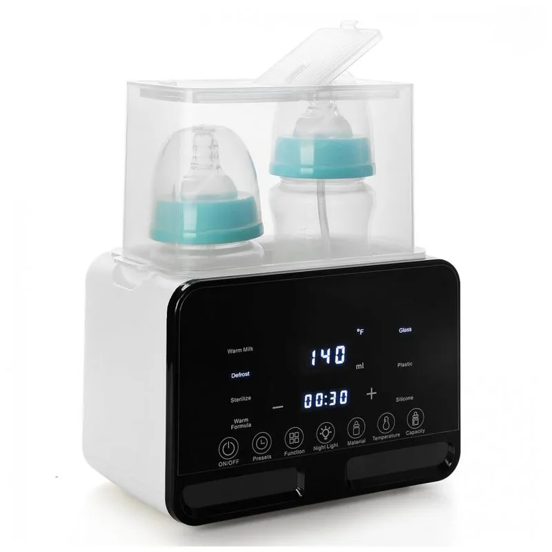 Aquecedor De Mamadeira Com Temporizador, Cabe Em 2 Mamadeiras, Aquecimento Constante 24 Horas E Descongelamento, Lurui, Preto