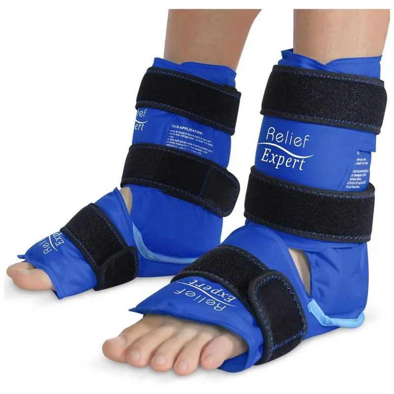 Bota Tornozeleira De Compressão Gel Terapia Fria Para Alívio De Dor, 1 Par, Azul