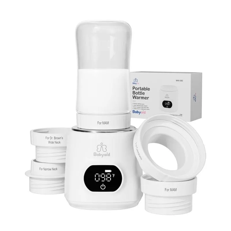 Aquecedor De Mamadeira Portátil Com 4 Adaptadores E Controle Inteligente, 110v, Babyaid, Branco