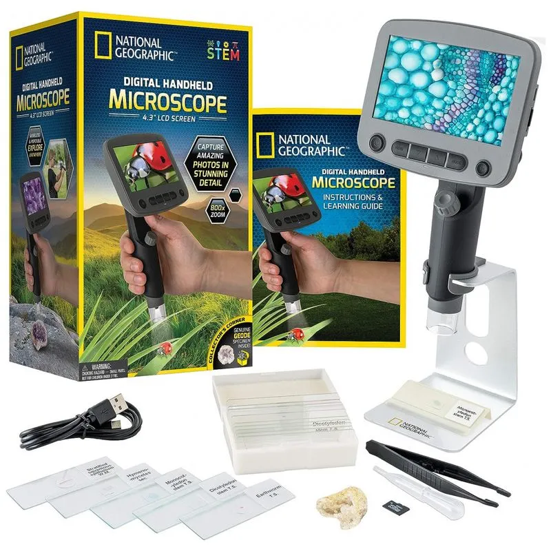 Microscópio Digital Portátil De 40 Peças, Captura De Fotos 1080p, Tela Lcd Inclinável, National Geographic