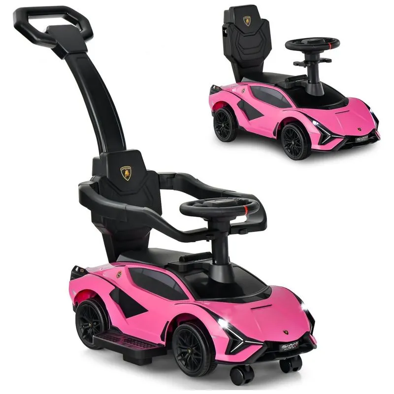 Carrinho De Passeio Infantil 3 Em 1 Com Alça, Música, Usb, Farol E Compartimento Sob O Assento Para Crianças De 1 A 5 Anos, Infans, Rosa