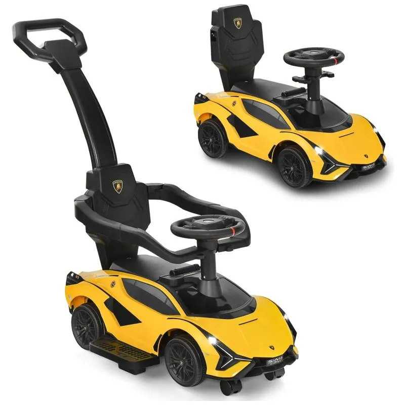 Carrinho De Passeio Infantil 3 Em 1 Com Alça, Música, Usb, Farol E Compartimento Sob O Assento Para Crianças De 1 A 5 Anos, Infans, Amarelo