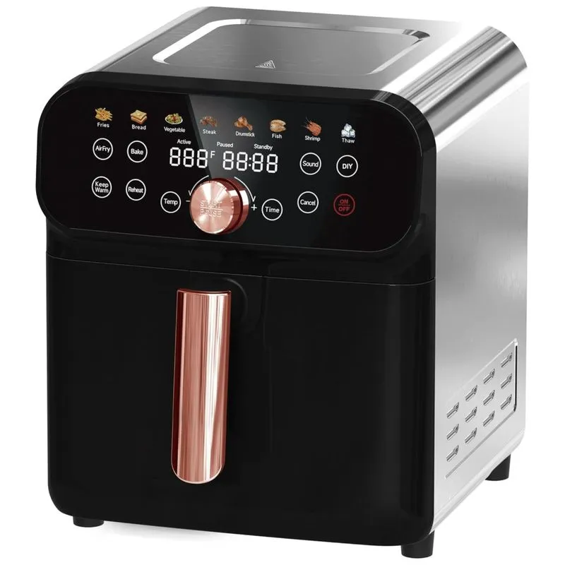 Fritadeira Elétrica Air Fryer 12 Em 1, 6,2 Litros Com Tela Digital Led E Cesta Própria Para Máquina De Lavar Louça, 1600w, Whall, Preta
