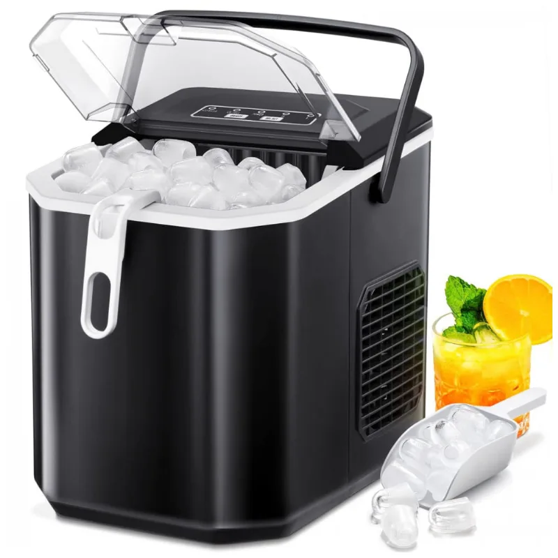 Máquina De Gelo Portátil Com Capacidade Para 11 Kg Em 24h, Autolimpeza, Cesta E Colher De Gelo, 110v, Xbeauty, Preta