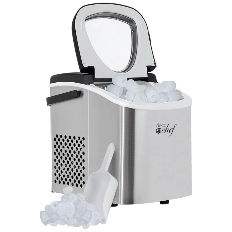 Máquina De Gelo Com Capacidade Para 11 Kg Em 24h, Alça, Colher E Cesta De Gelo, 110v, Deco, Prata