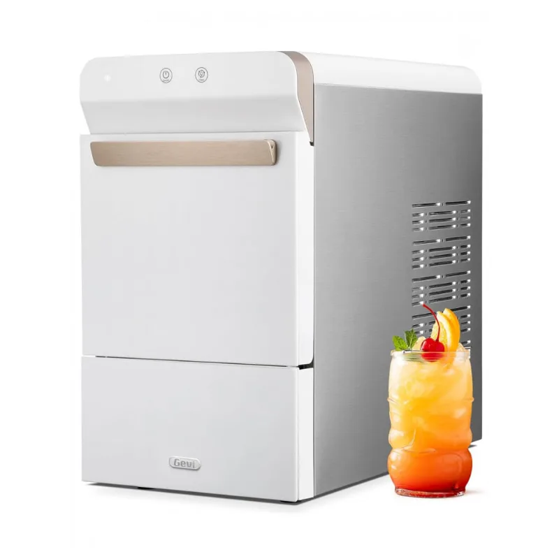 Máquina De Gelo Com Capacidade Para 13 Kg Em 24h E Função Autolimpeza, 110v, Gevi Household V20, Branca E Prata