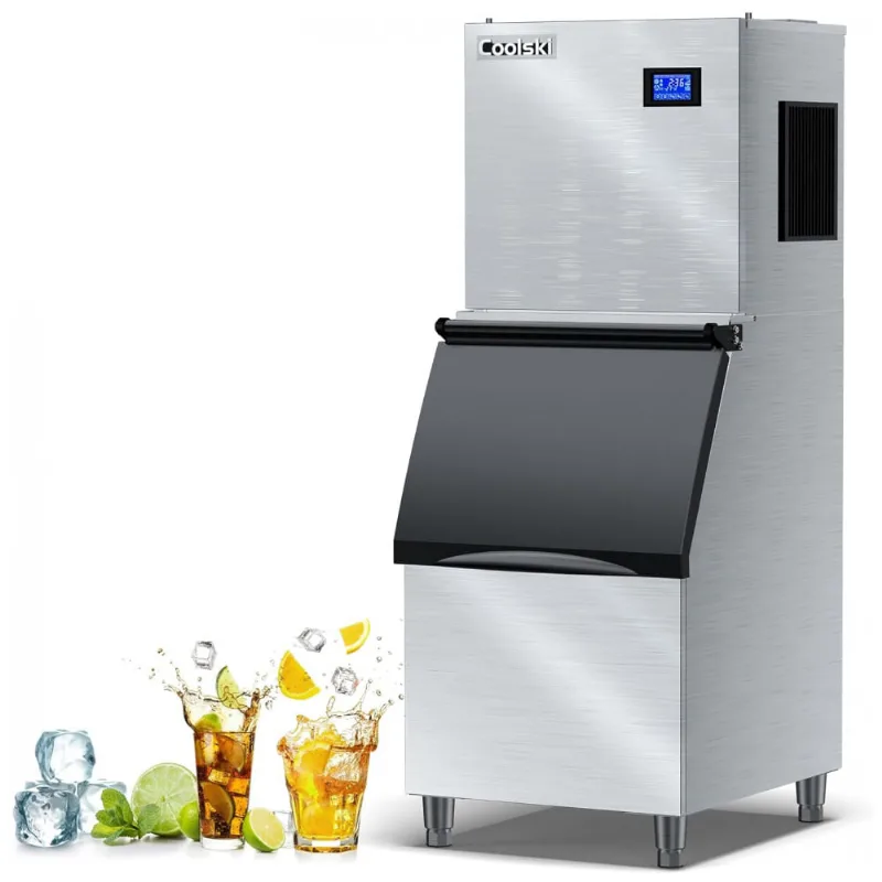 Máquina De Gelo Profissional 136 Kg Em 24h, Cubos Transparentes Para Restaurantes, 650w 110v, Coolski, Prata