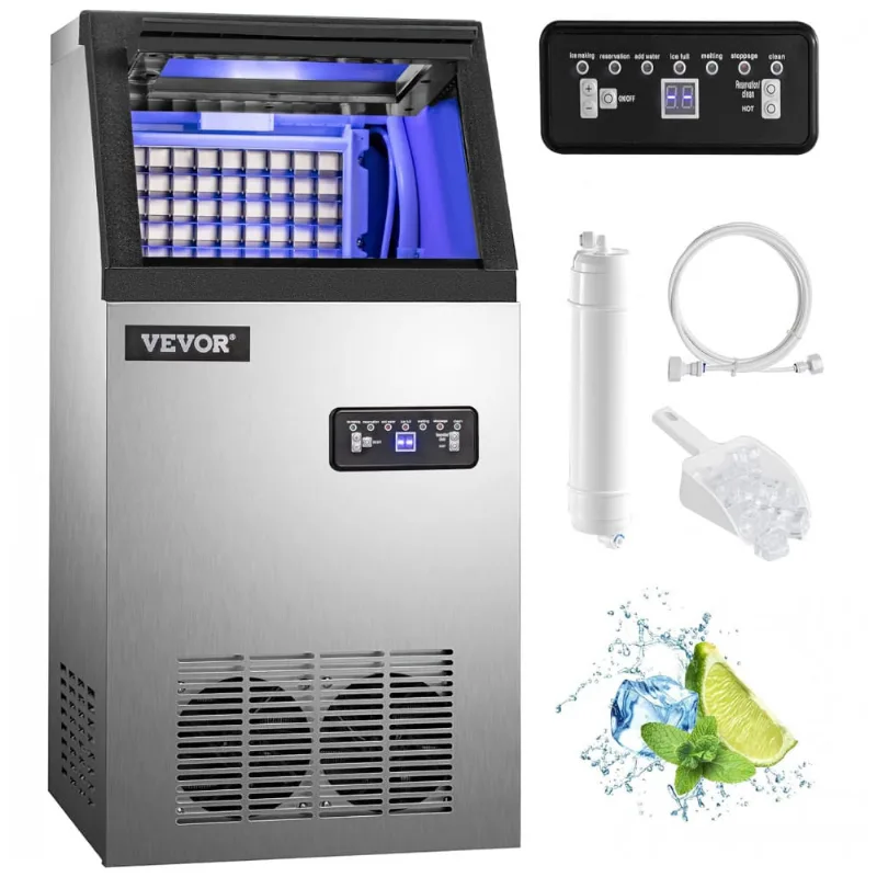Máquina De Gelo Profissional Produz 54 Kg Em 24h Para Restaurante, Bar E Café, 110v 310w, Vevor, Cinza