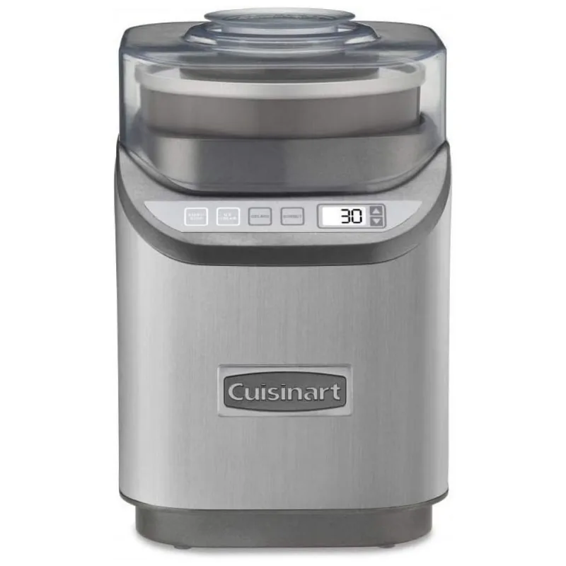 Máquina De Sorvete Automática 1,8l Em Aço Inoxidável Com Tela Lcd, 3 Configurações E Livro De Receitas, Cuisinart, Prata