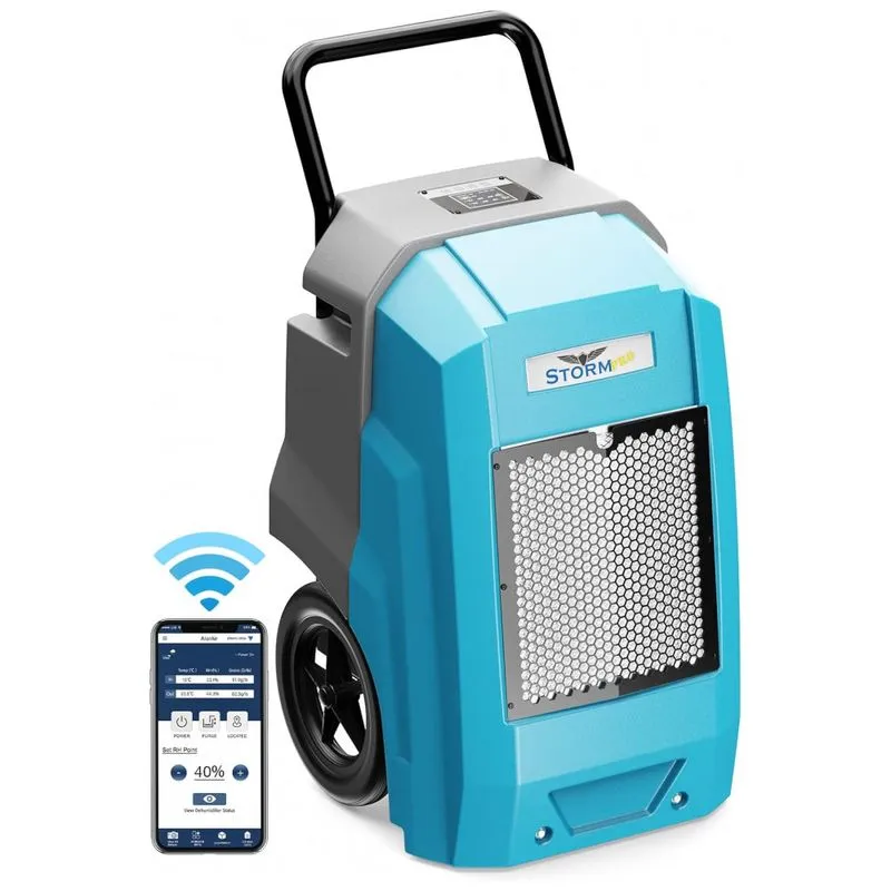 Desumidificador Comercial 85 Litros Com Conexão De Drenagem De Bomba E Controle Por Wifi, Alorair, Azul