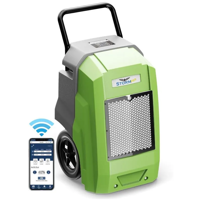 Desumidificador Industrial 85 Litros Com Controle Wifi E Bomba, Alorair, Verde