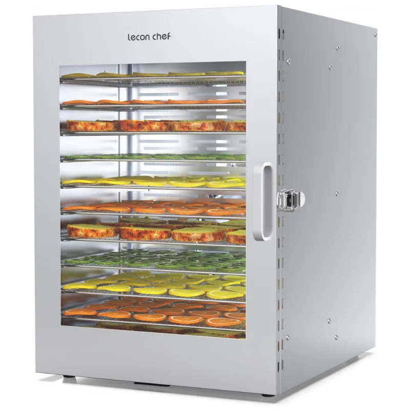 Desidratador De Alimentos Com 12 Bandejas Em Aço Inoxidável, Temporizador 24h,