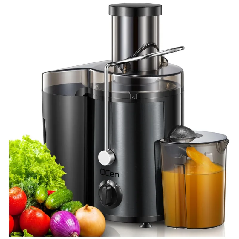 Centrífuga De Frutas 500ml Com Bocal De Alimentação Largo, 2 Velocidades E Proteção Contra O Superaquecimento, 500w,110v, Qcen, Preto Metálico