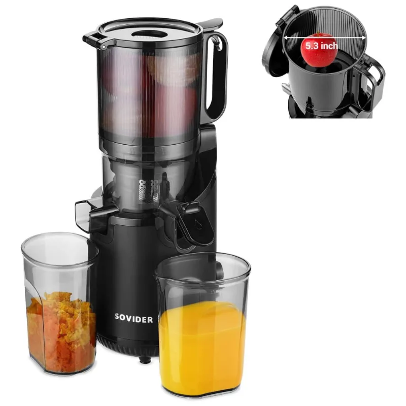 Centrífuga De Frutas 1,8l De Mastigação Lenta Com Função Ante Entupimento E Proteção Contra Superaquecimento, 110v, 250w, Sovider, Preto