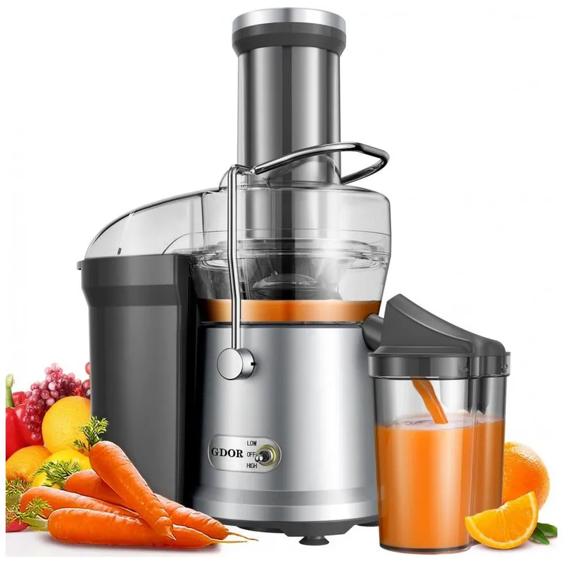 Centrífuga De Frutas 650ml Com 2 Velocidades E Lâminas Em Titânio Para Extração Eficiente, 110v 1200w, Gdor, Prata