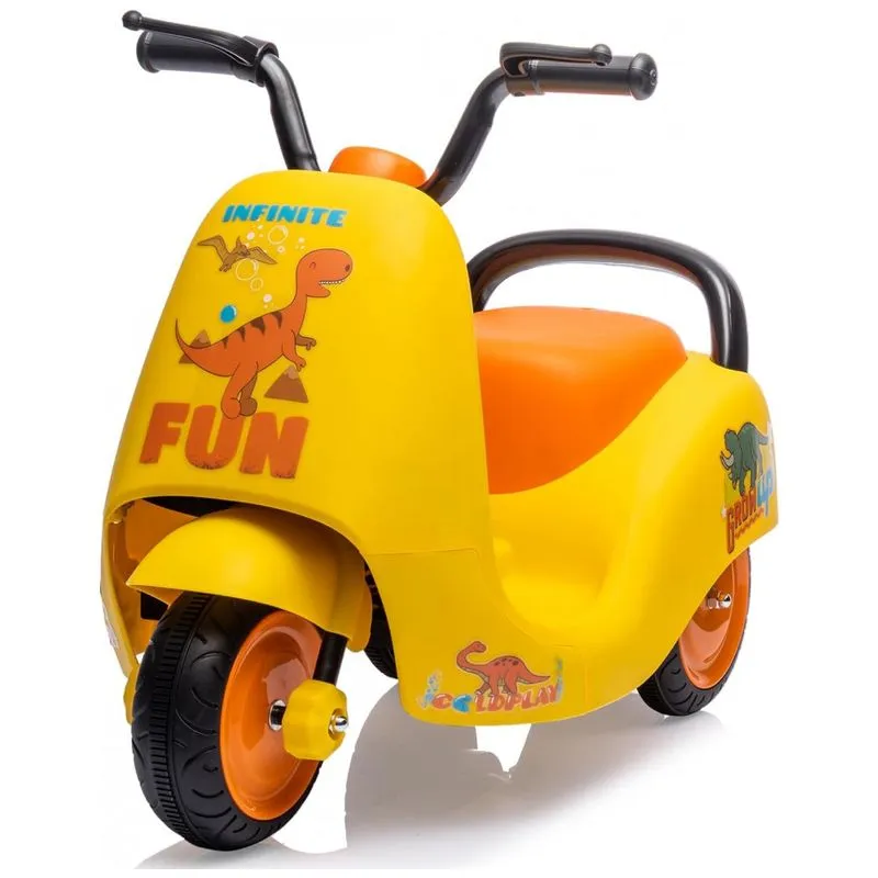 Moto Elétrica Triciclo Infantil com Bateria 6V e Pedal para Crianças de 3 a 6 Anos, Palbys, Amarela