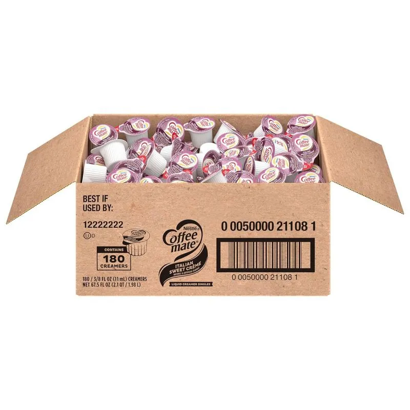 Creme Para Café Sabor Doce Italiano, Creme Líquido Não Lácteo, 180 Unidades, Nestlé Coffee Mate