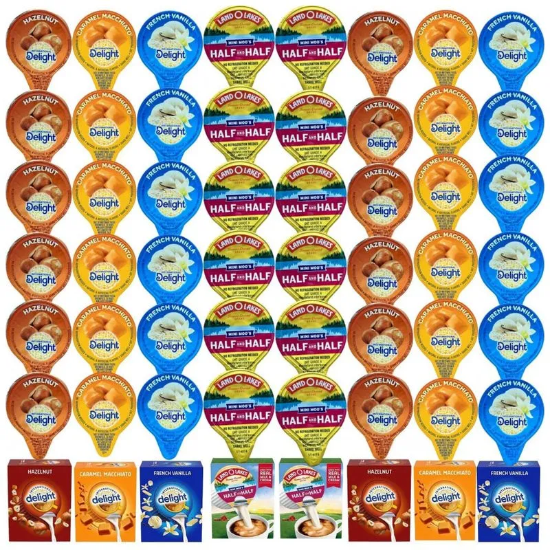 Creme Líquido Para Café Com 4 Sabores Variados, 100 Unidades No Total, Delight E Land Laker&amp;amp,amp,amp,#39,s Half &amp;amp,amp,amp,amp, Half