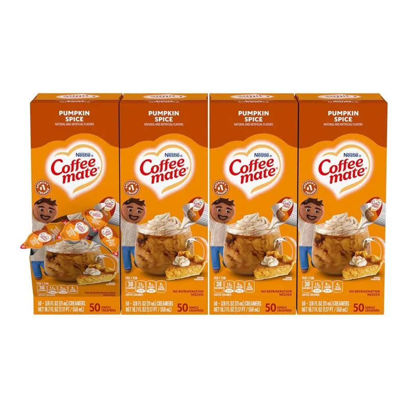 Creme Para Café, Líquido Não Lácteo Com Sabor De Abóbora Em Cápsulas, 4 Caixas De 50 Unidades, Nestlé Coffee Mate