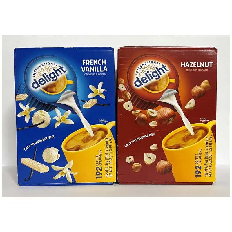 Creme Para Café Sabor Baunilha Francesa E Avelã, Capsulas Liquidas, 2 Caixas Com 192 Unidades, Delight