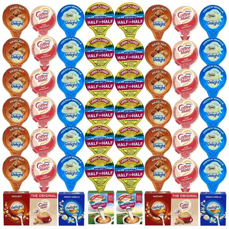 Creme Líquido Para Café Com 4 Sabores Variados, 48 Unidades No Total, Delight, Land Laker&amp;amp,amp,amp,amp,#39,s Half E Nestlé Coffe Matte