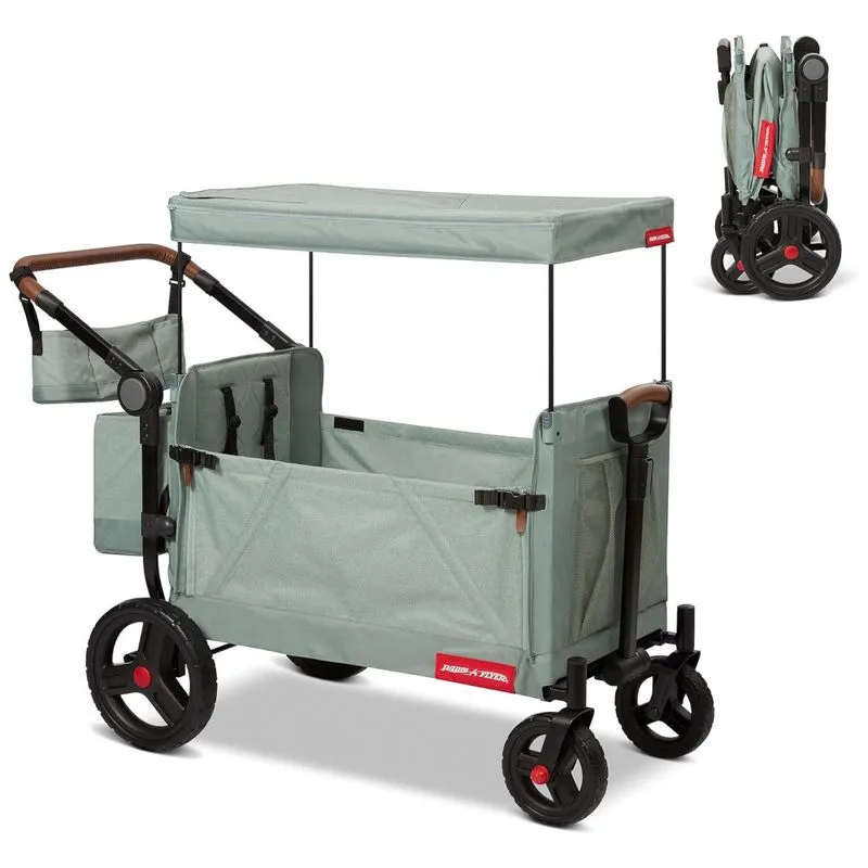 Carrinho De Passeio Vagão Dobrável Multifuncional Para Crianças, Radio Flyer, Cinza Sage