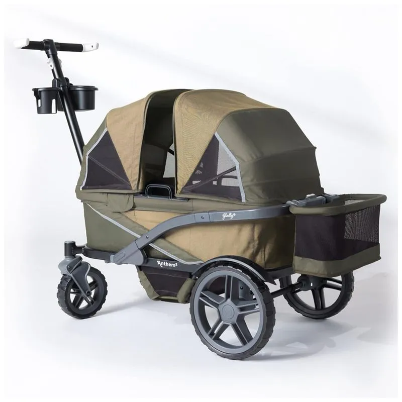 Carrinho De Passeio Vagão Off Road Para 2 Crianças Com Porta Copos E Armazenamento, Gladly Family Anthem2, Verde