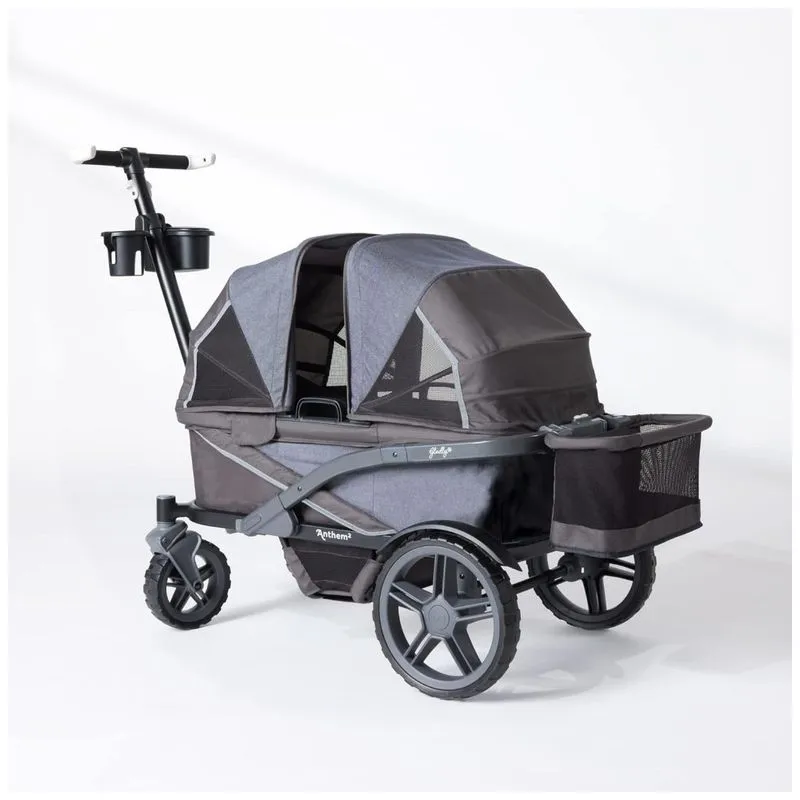 Carrinho De Passeio Vagão Off Road Para 2 Crianças Com Porta Copos E Armazenamento, Gladly Family Anthem2, Cinza Grafite