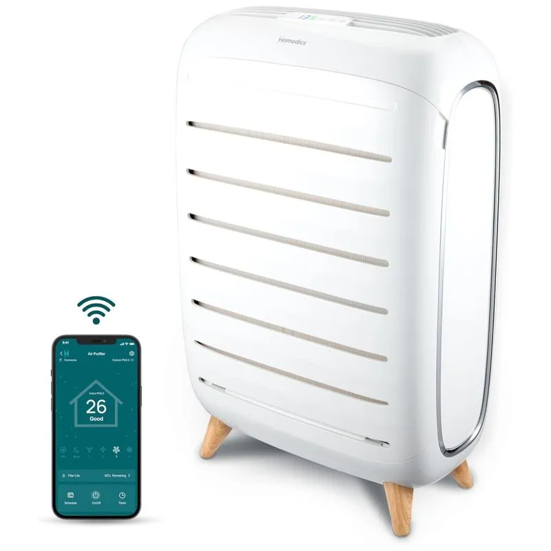 Purificador De Ar Inteligente Com Filtragem Hepa Verdadeira E Tecnologia Uv C Para Salas Extragrandes Homedics