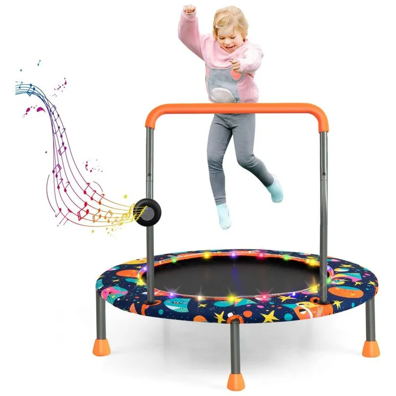 Trampolim Infantil Goplus 36 Com Luzes Led, Bluetooth E Alça Removível Capa Inclusa