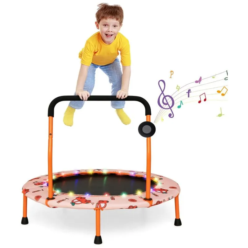 Trampolim Infantil Goplus 36 Com Luzes Led, Bluetooth E Alça Removível Capa Inclusa.