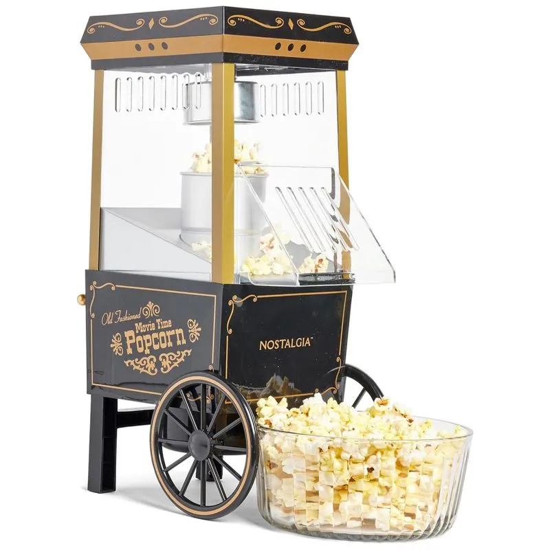 Máquina De Pipoca De Ar Quente Nostalgia Estilo Cinema 12 Xícaras Sem Óleo, Com Tampa Medidora.