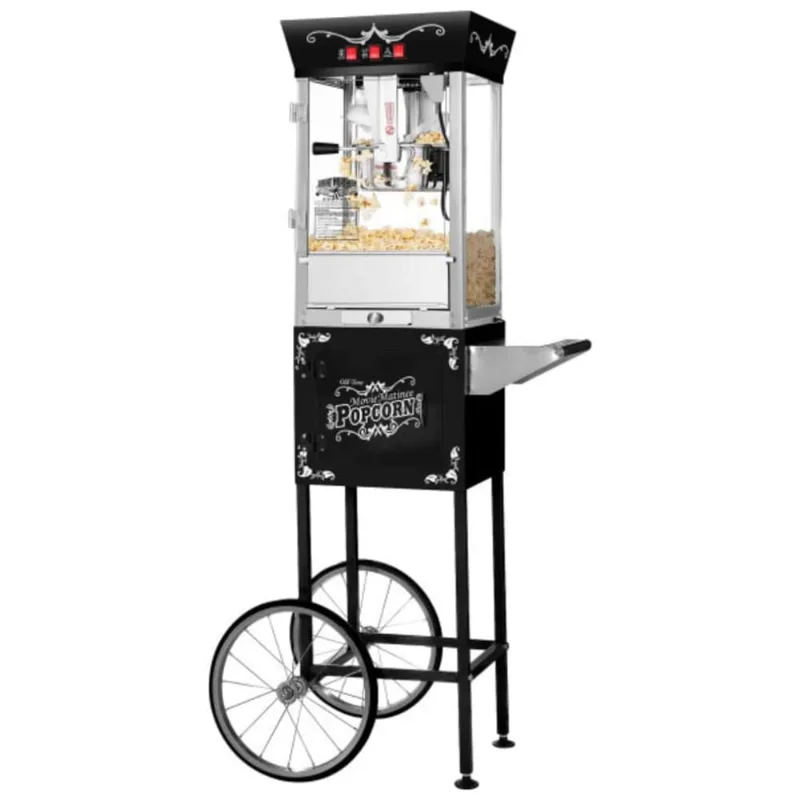 Carrinho De Pipoca Retrô Com Panela De 226g E Produz Até 10,8 Kg De Pipoca, 110v 850w, Great Northern Popcorn, Preto
