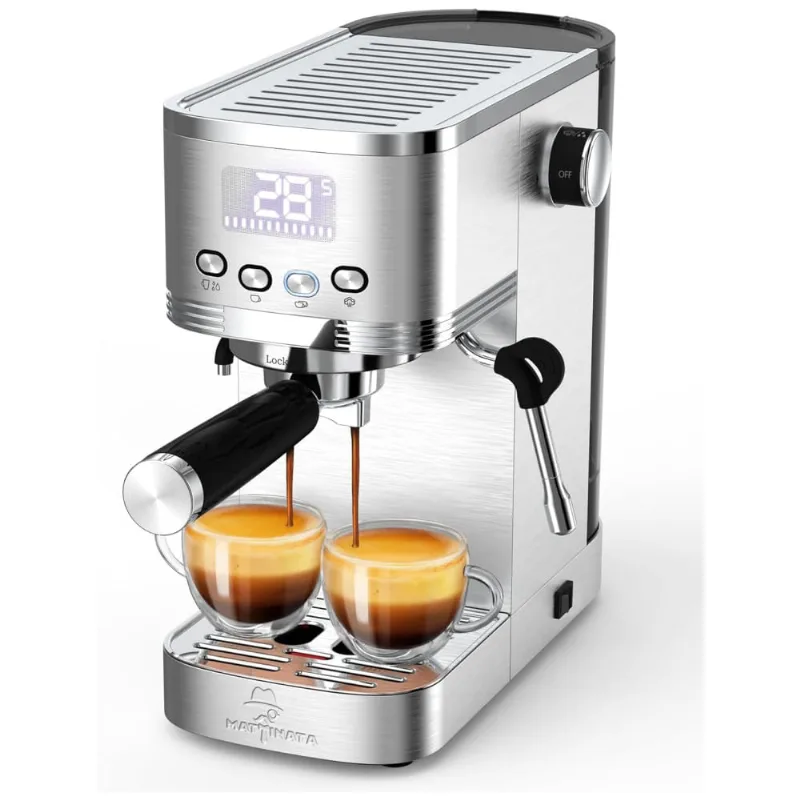 Máquina De Café Expresso 20 Bar Com Espumador De Leite E Display Led, 110v, Mattinata, Prata