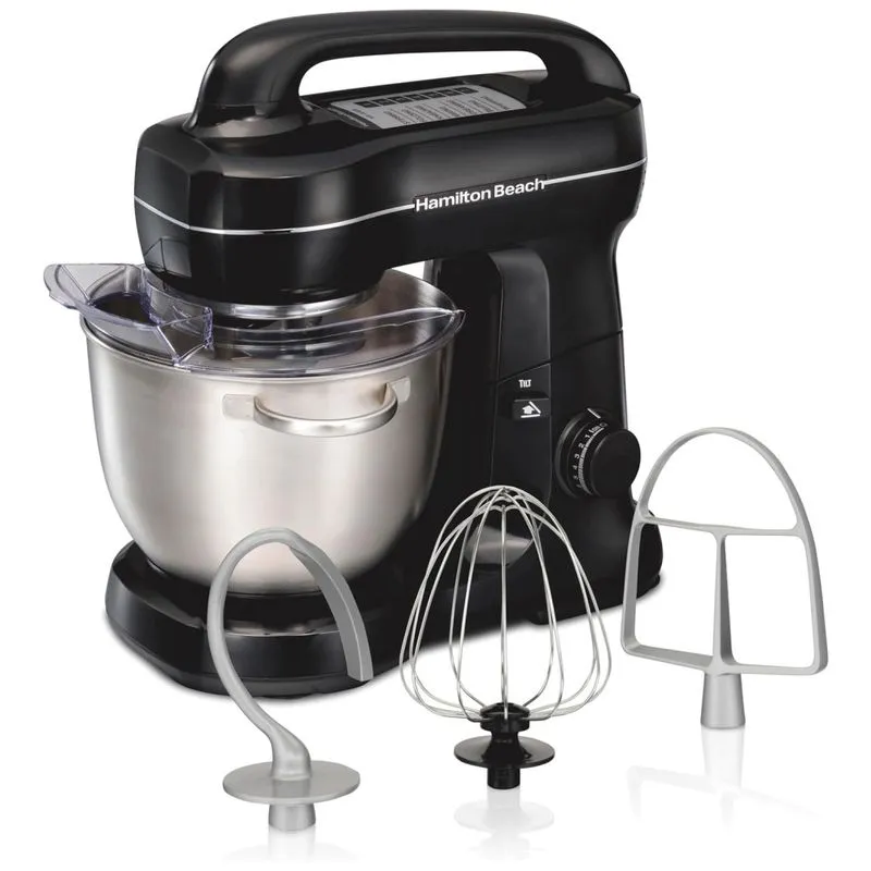 Batedeira 3,7l Com 7 Velocidades, Tigela Em Aço Inoxidável E 3 Acessórios, 110v 300w, Hamilton Beach, Preta