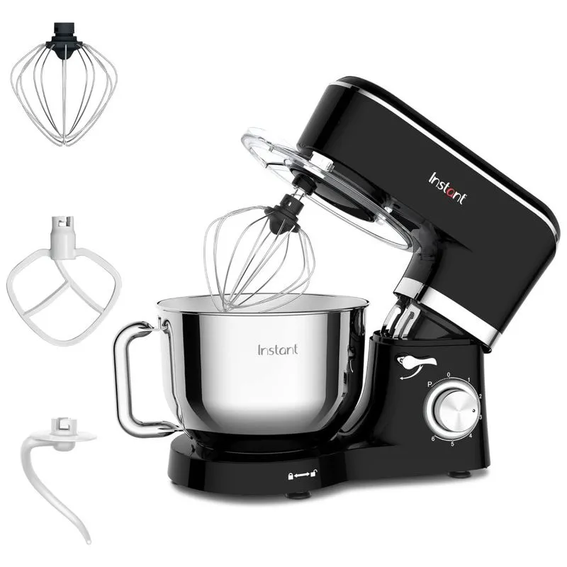 Batedeira 5,9l Com 6 Velocidades, Tigela Em Aço Inoxidável E 3 Acessórios, 110v 400w, Instant Pot, Preta