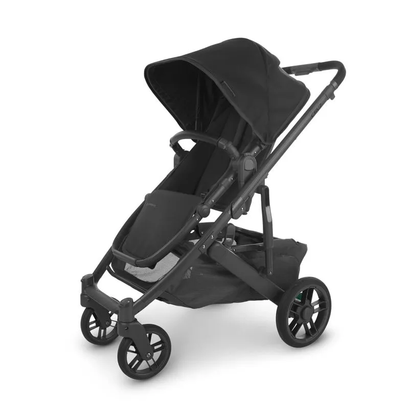 Carrinho De Bebê Com Barra De Proteção, Assento Reversível, Proteção Contra Insetos E Chuva, Uppababy Cruz V2, Preto