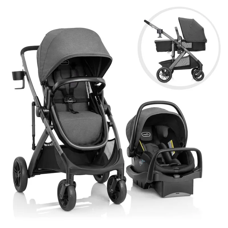 Carrinho De Bebê Travel System Com Cadeirinha Litemax, Suspensão Traseira E 6 Modos De Usar, Evenflo Pivot Suite, Cinza