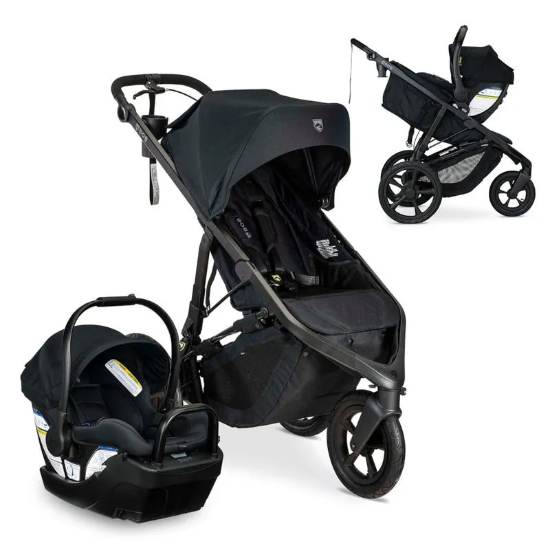 Carrinho De Bebê Travel System Com Suspensão Dupla Independente Para Maior Conforto, Dossel E Cesta Removível, Bob Gear Wayfinder, Preto